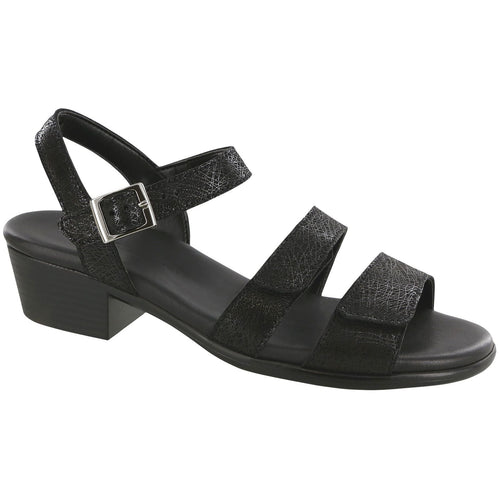 Women's Savanna Heel Strap Sandal in Web Black
