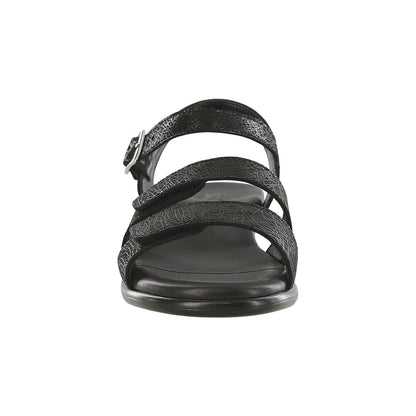 Women's Savanna Heel Strap Sandal in Web Black