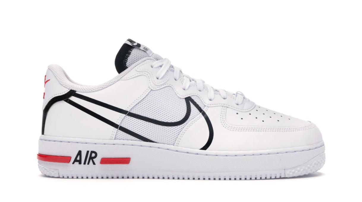 Air Force 1 React White Black Red (GS)