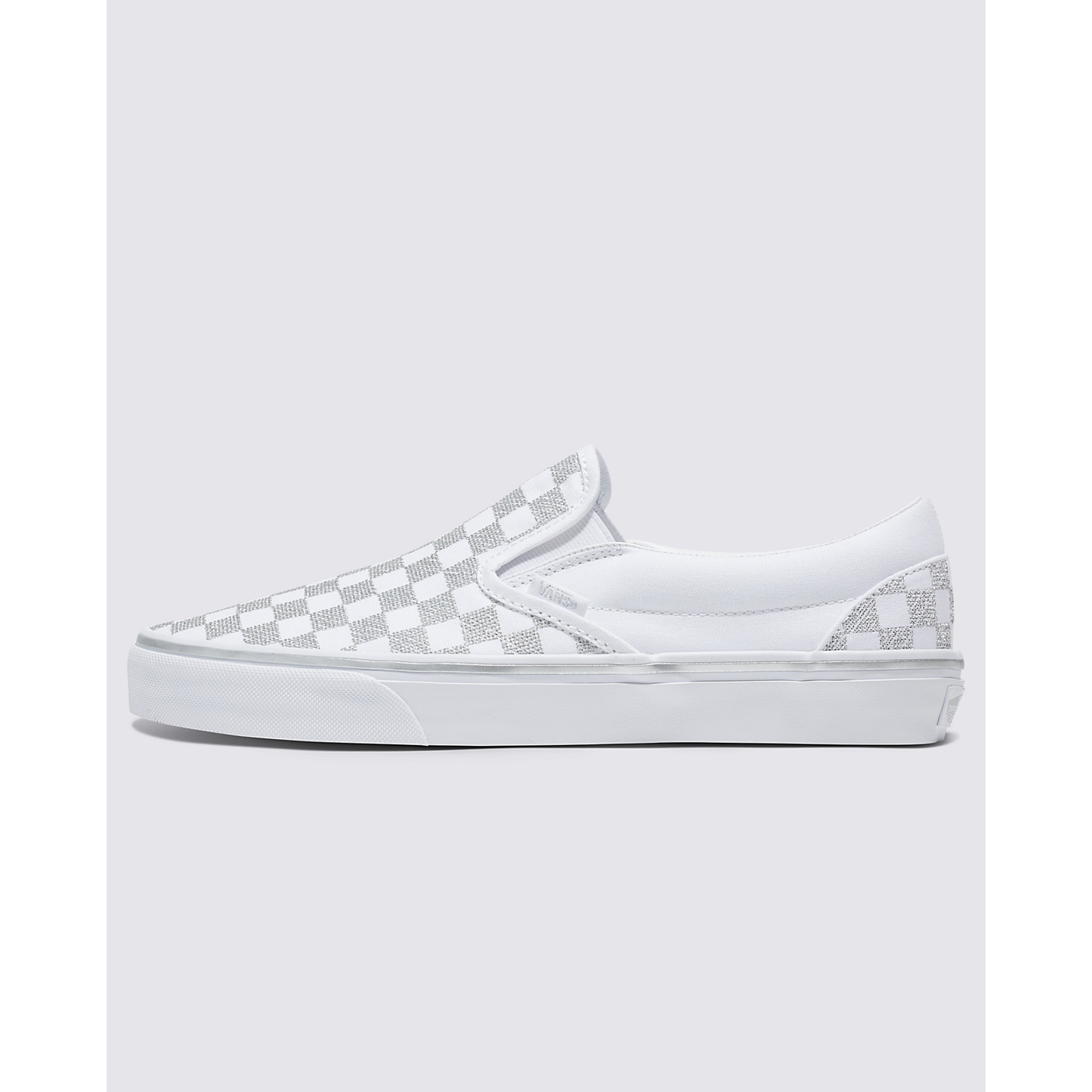 Classic Slip-On Checkerboard Shoe in Metallic True White