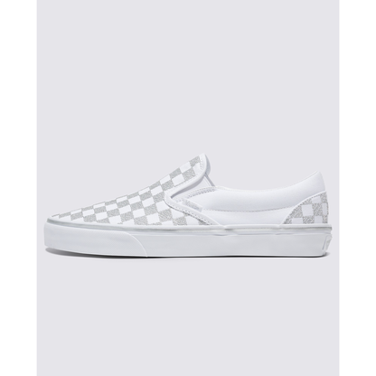 Classic Slip-On Checkerboard Shoe in Metallic True White