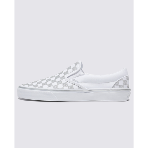 Classic Slip-On Checkerboard Shoe in Metallic True White