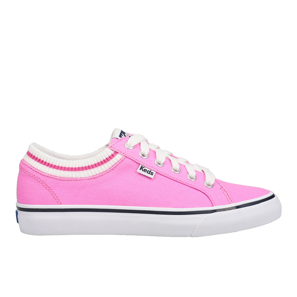 Jump Kick Rib Knit Collar Lace Up Sneakers