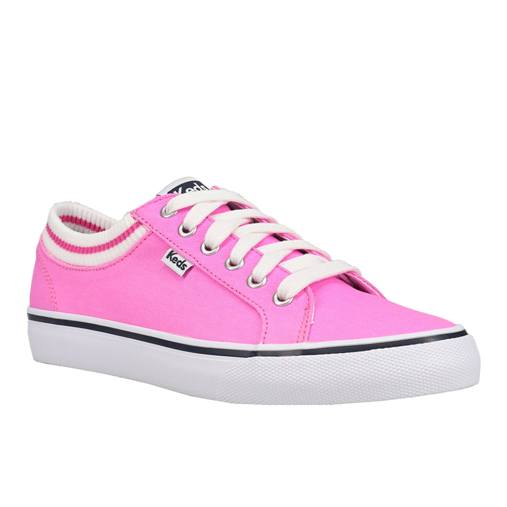 Jump Kick Rib Knit Collar Lace Up Sneakers