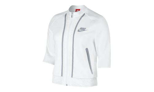 Tech Fleece Splatter Crop Zip Jacket WMNS "White / Grey" 803012 100