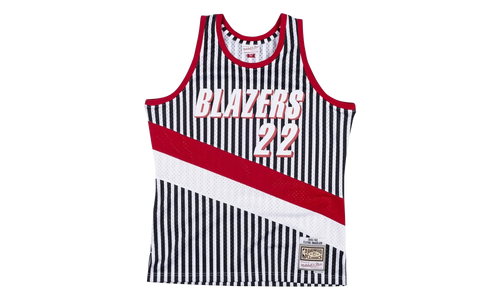 NBA Clyde Drexler Striped Swingman Jersey "1991 Portland Trail Blazers" SMJYBW19047 PTBPTBK91CDR