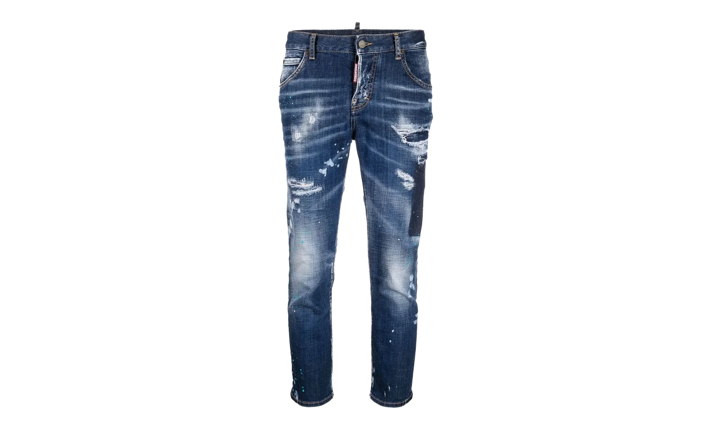 Dark Tiffany Spots Wash Cool Girl Cropped Jeans WMNS "Blue" S72LB0548S30342470