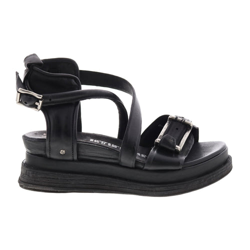 Levy A15024-201 Womens Black Leather Platform Sandals Shoes