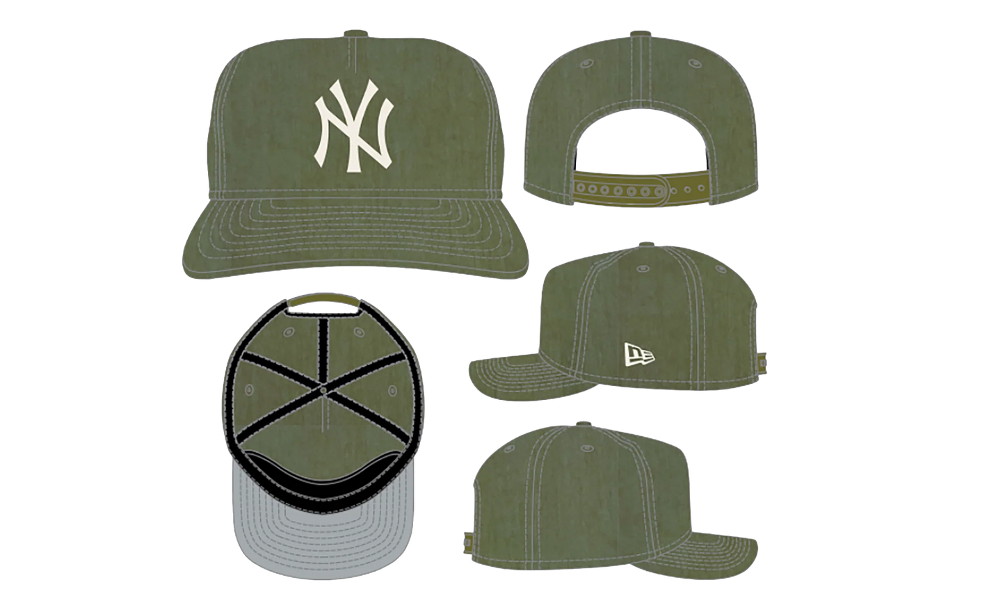19TWENTY New York Yankees Snapback Hat "Olive Nylon" NE324