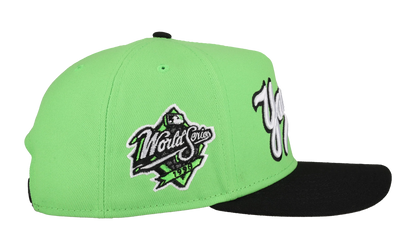 9FIFTY New York Yankees 1998 World Series Script A Frame Snapback Hat "Lime Green" NE242