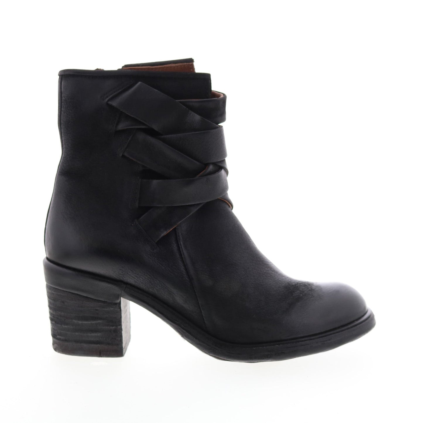 Jacob A24211-301 Womens Black Leather Zipper Mid Calf Boots