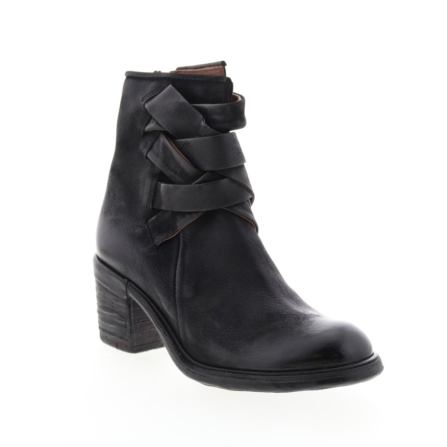 Jacob A24211-301 Womens Black Leather Zipper Mid Calf Boots