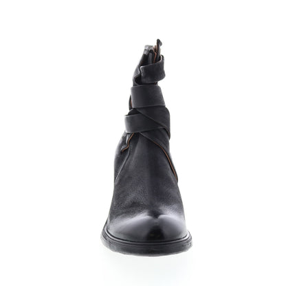 Jacob A24211-301 Womens Black Leather Zipper Mid Calf Boots