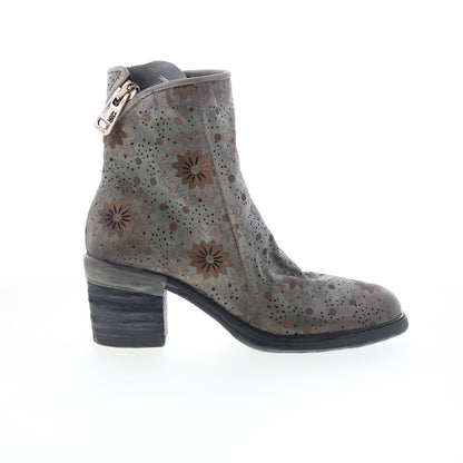 Jase Floral A24214-301-6963 Womens Gray Leather Casual Dress Boots