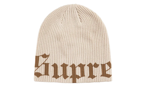 Old English Printed Beanie "SS26 - Stone" SU27144