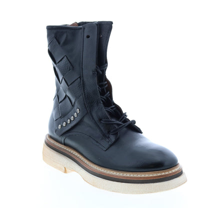 Inessa A38209-101 Womens Black Leather Lace Up Casual Dress Boots