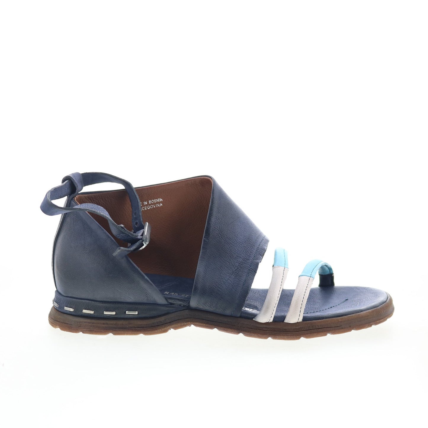 Merv A46005-101-0005 Womens Blue Leather Wedges Sandals Shoes