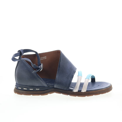 Merv A46005-101-0005 Womens Blue Leather Wedges Sandals Shoes