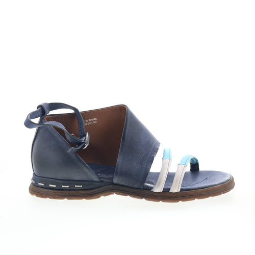 Merv A46005-101-0005 Womens Blue Leather Wedges Sandals Shoes