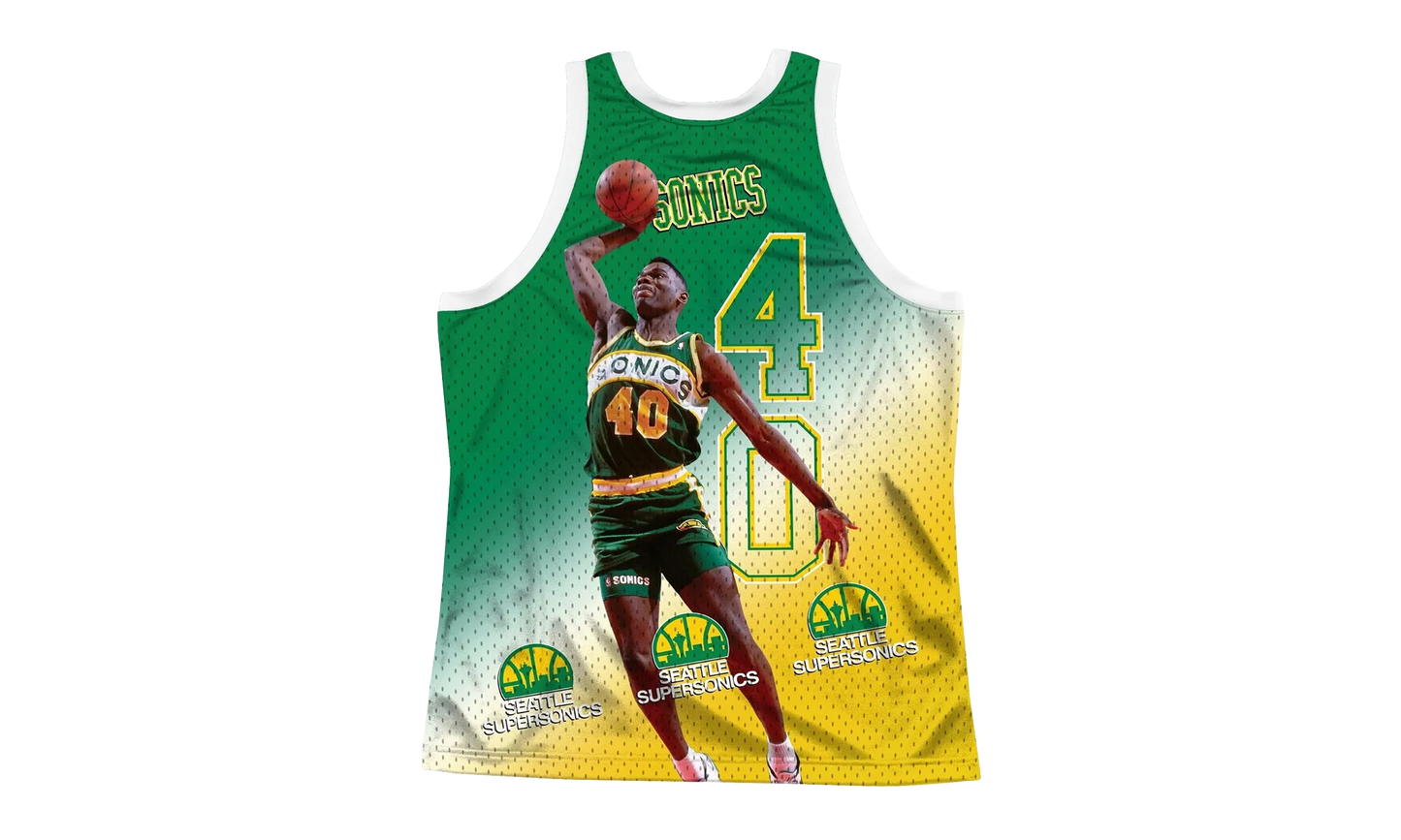NBA Behind The Back Jersey "Seattle Supersonics Shawn Kemp" MSTKMI19002 SSUWHITSKE