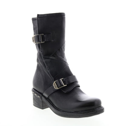 Norm A52203-101 Womens Black Leather Zipper Casual Dress Boots