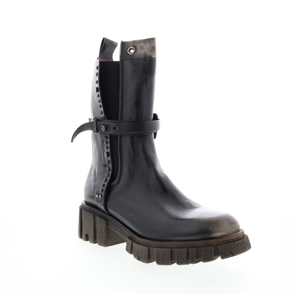 Hallsey A54202-101 Womens Black Leather Casual Dress Boots