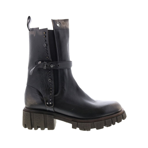 Hallsey A54202-101 Womens Black Leather Casual Dress Boots