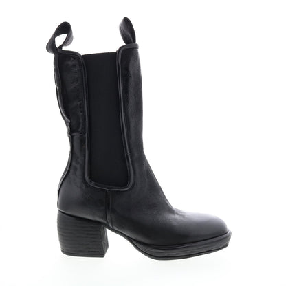 Collins A57202-301 Womens Black Leather Slip On Casual Dress Boots