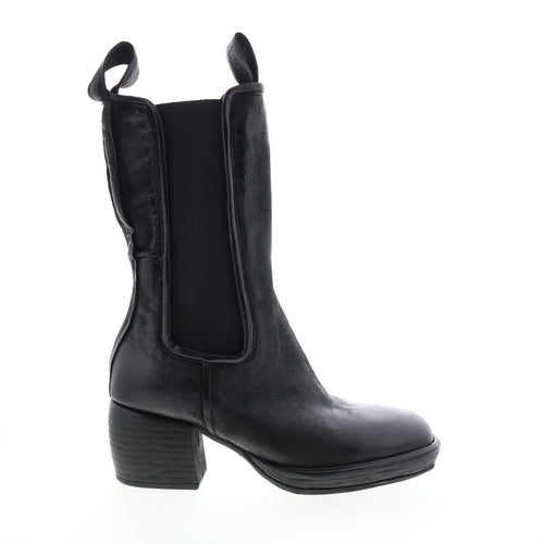 Collins A57202-301 Womens Black Leather Slip On Casual Dress Boots