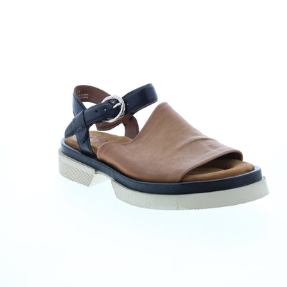 Ferman A64006-201 Womens Brown Leather Platform Sandals Shoes