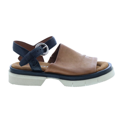 Ferman A64006-201 Womens Brown Leather Platform Sandals Shoes