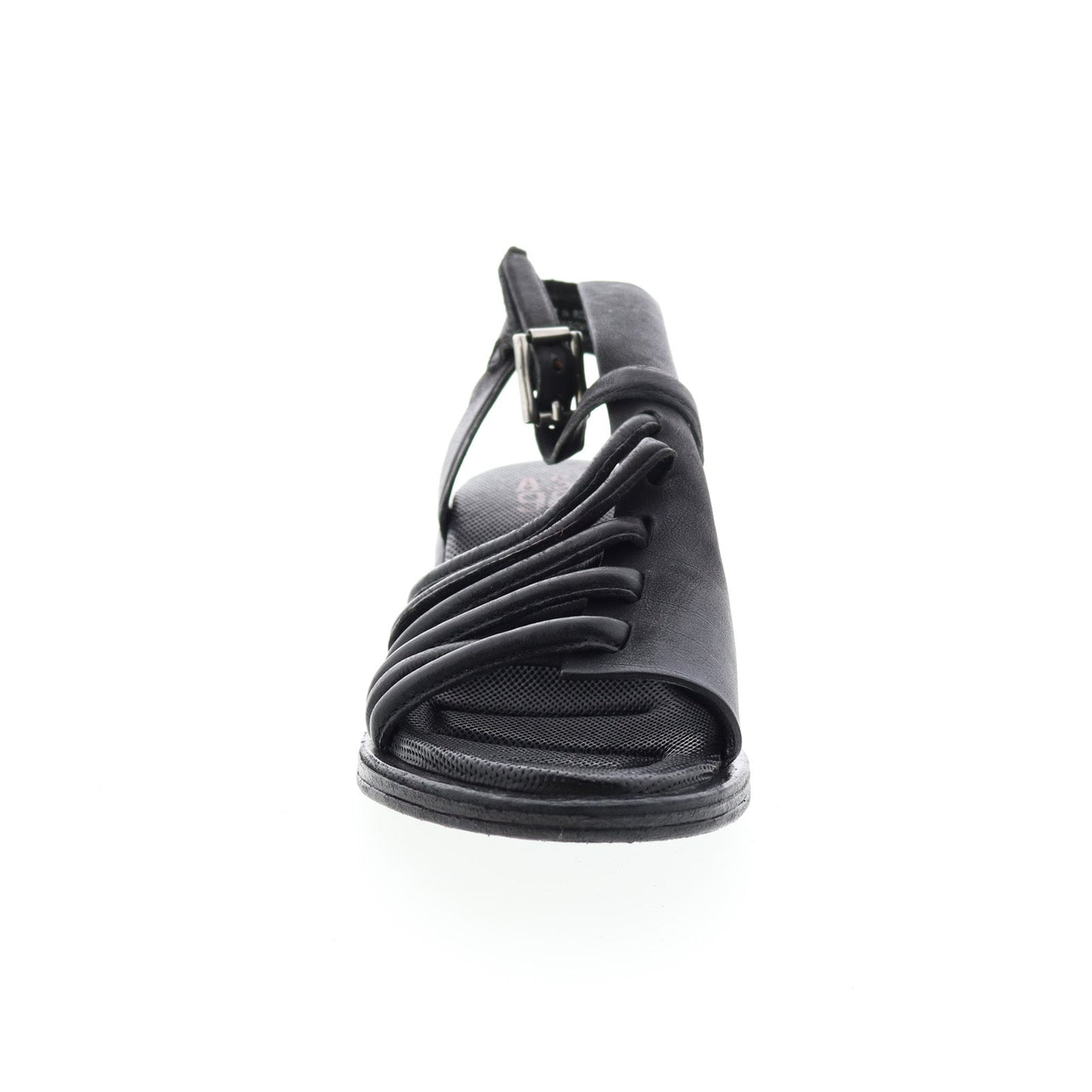 Simmy A70002-101 Womens Black Leather Hook & Loop Strap Heels Shoes