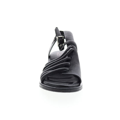 Simmy A70002-101 Womens Black Leather Hook & Loop Strap Heels Shoes