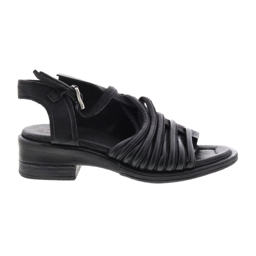 Simmy A70002-101 Womens Black Leather Hook & Loop Strap Heels Shoes