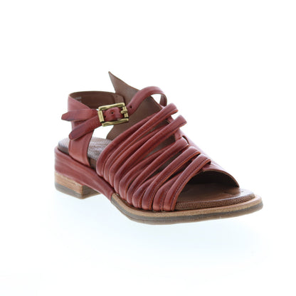 Simmy A70002-201 Womens Brown Leather Hook & Loop Strap Heels Shoes