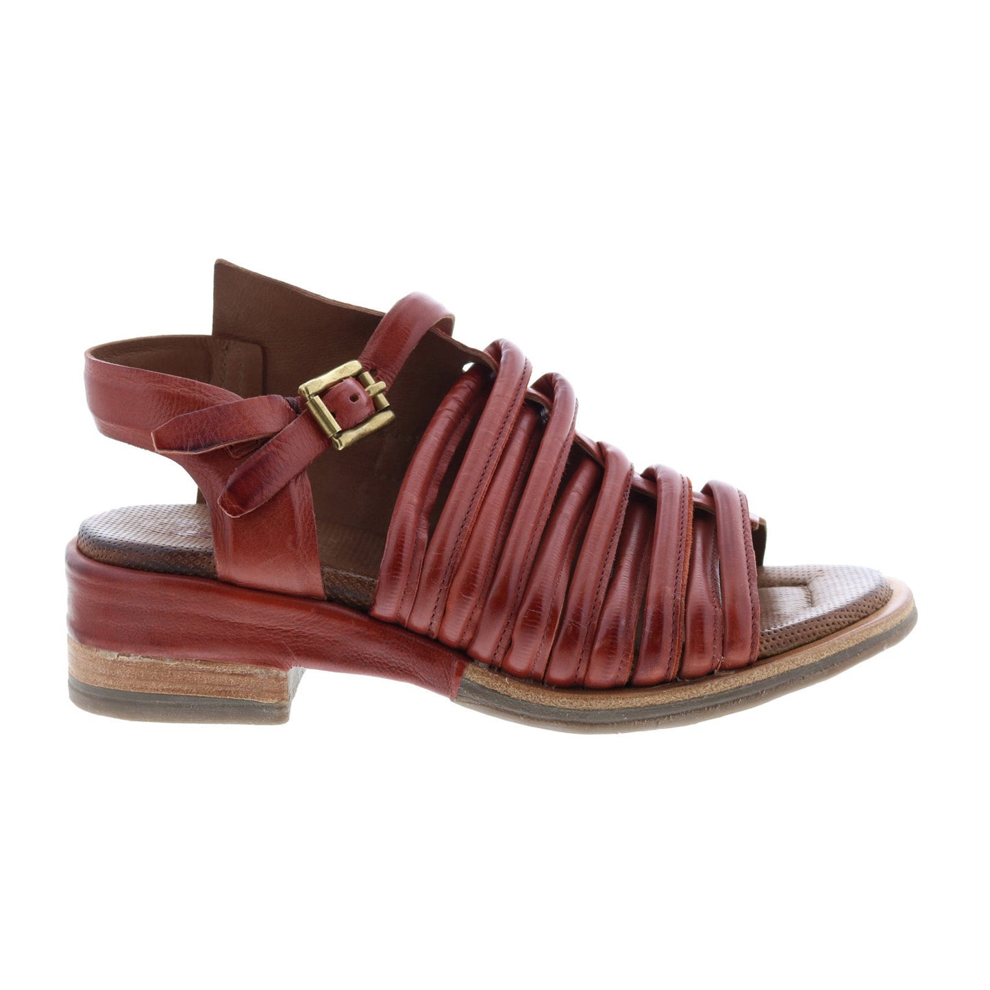 Simmy A70002-201 Womens Brown Leather Hook & Loop Strap Heels Shoes