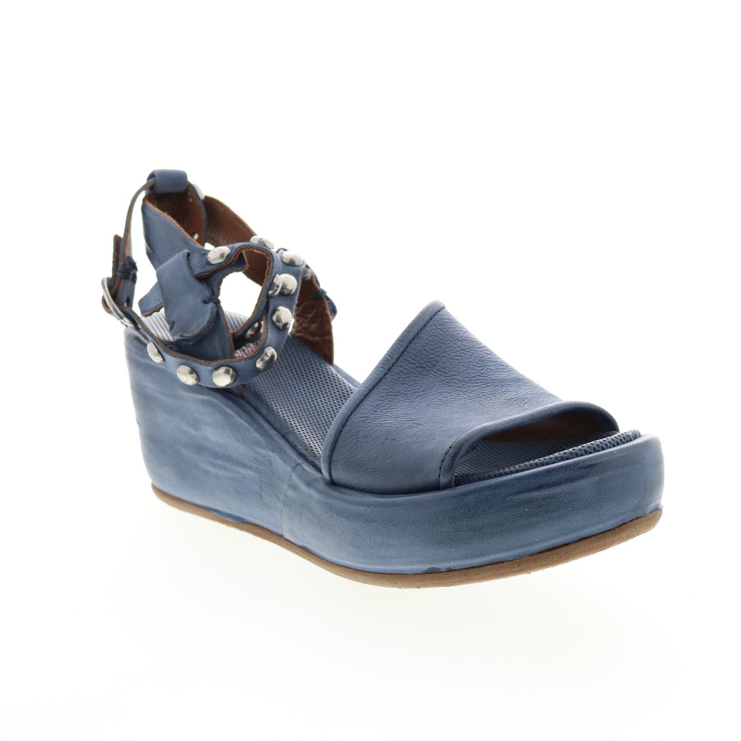 Arttie A76002-201 Womens Blue Leather Wedges Sandals Shoes