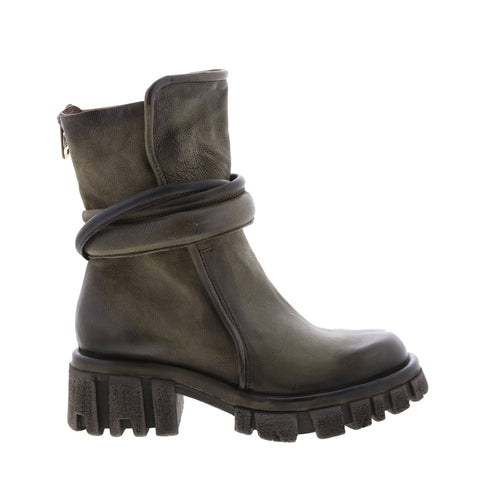 Hersh A82206-301 Womens Green Leather Zipper Casual Dress Boots