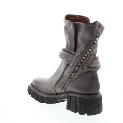 Hersh A82206-301 Womens Gray Leather Zipper Casual Dress Boots