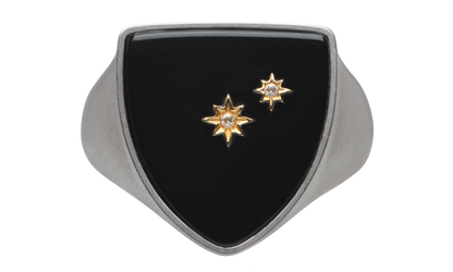 Star Detailed Signet Ring "Silver/ Gold" SM1UQ0106P6478964