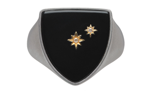 Star Detailed Signet Ring "Silver/ Gold" SM1UQ0106P6478964