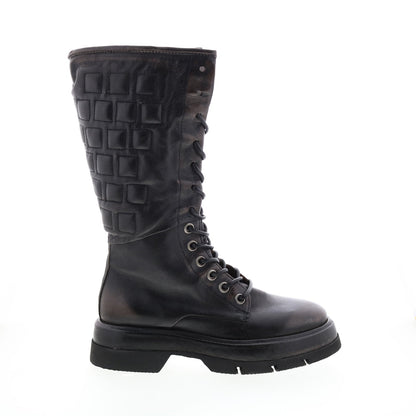 Vernell A90301-101 Womens Brown Leather Lace Up Mid Calf Boots