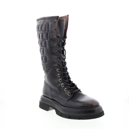 Vernell A90301-101 Womens Brown Leather Lace Up Mid Calf Boots