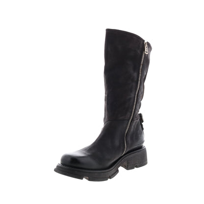 Lexington A94307-201 Womens Black Leather Zipper Mid Calf Boots