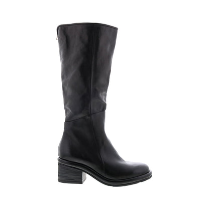 Lynton A95305-101 Womens Black Leather Zipper Knee High Boots