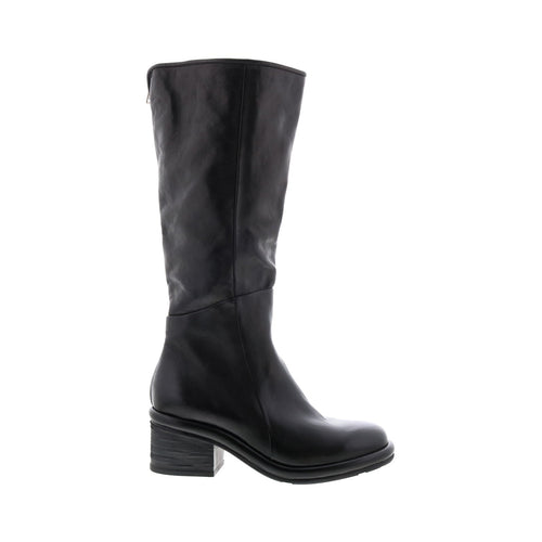 Lynton A95305-101 Womens Black Leather Zipper Knee High Boots