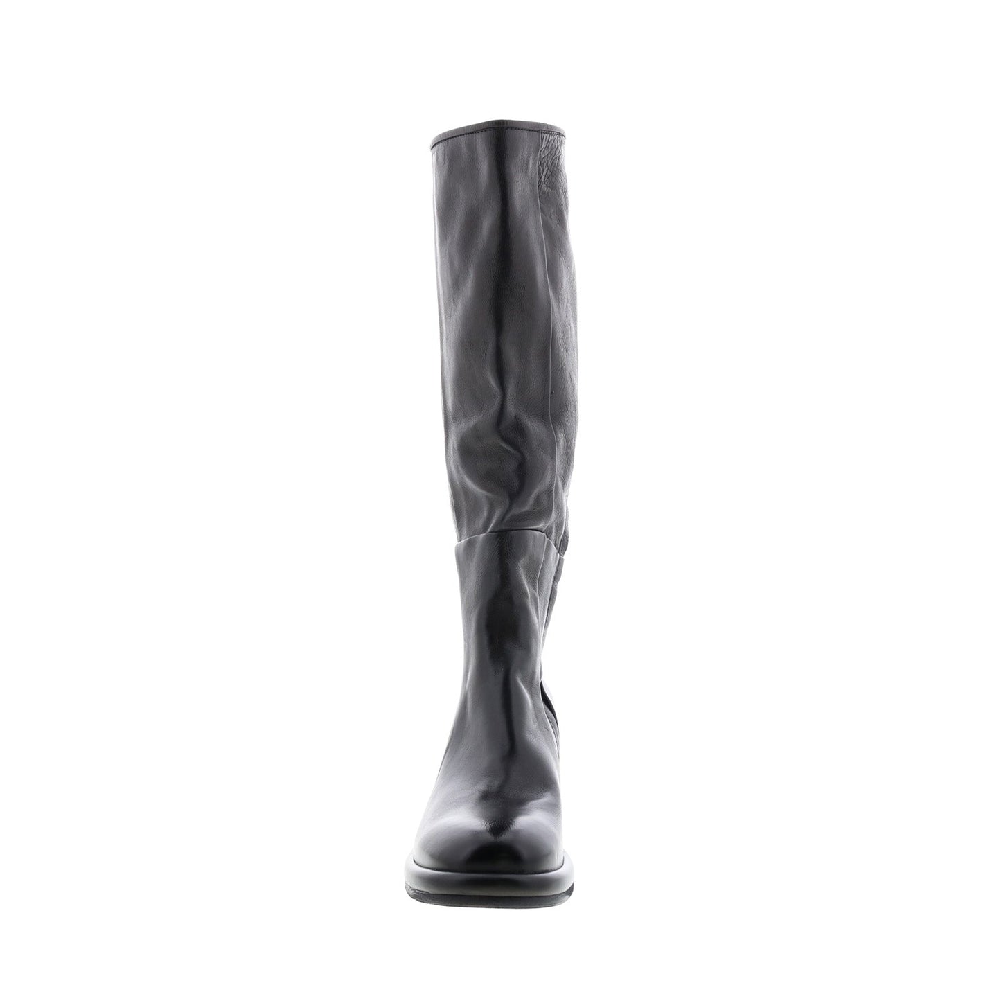 Lynton A95305-101 Womens Black Leather Zipper Knee High Boots