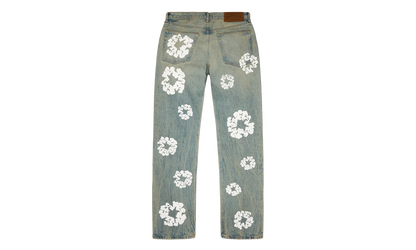 Straight Cotton Wreath Denim Pant Dirty Wash "Blue" DT600