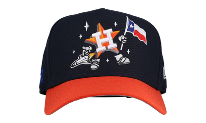 9FIFTY Houston Astros Cartoon A Frame Snapback Hat "Navy / Orange" NE133