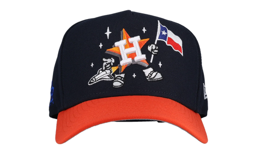 9FIFTY Houston Astros Cartoon A Frame Snapback Hat "Navy / Orange" NE133